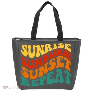 Sunrise Sunburn Sunset Repeat Retro Summer Tote Bag