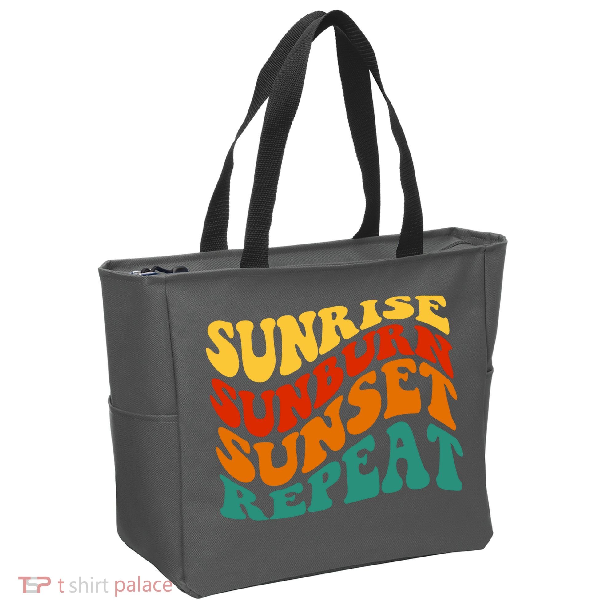 Sunrise Sunburn Sunset Repeat Retro Summer Tote Bag