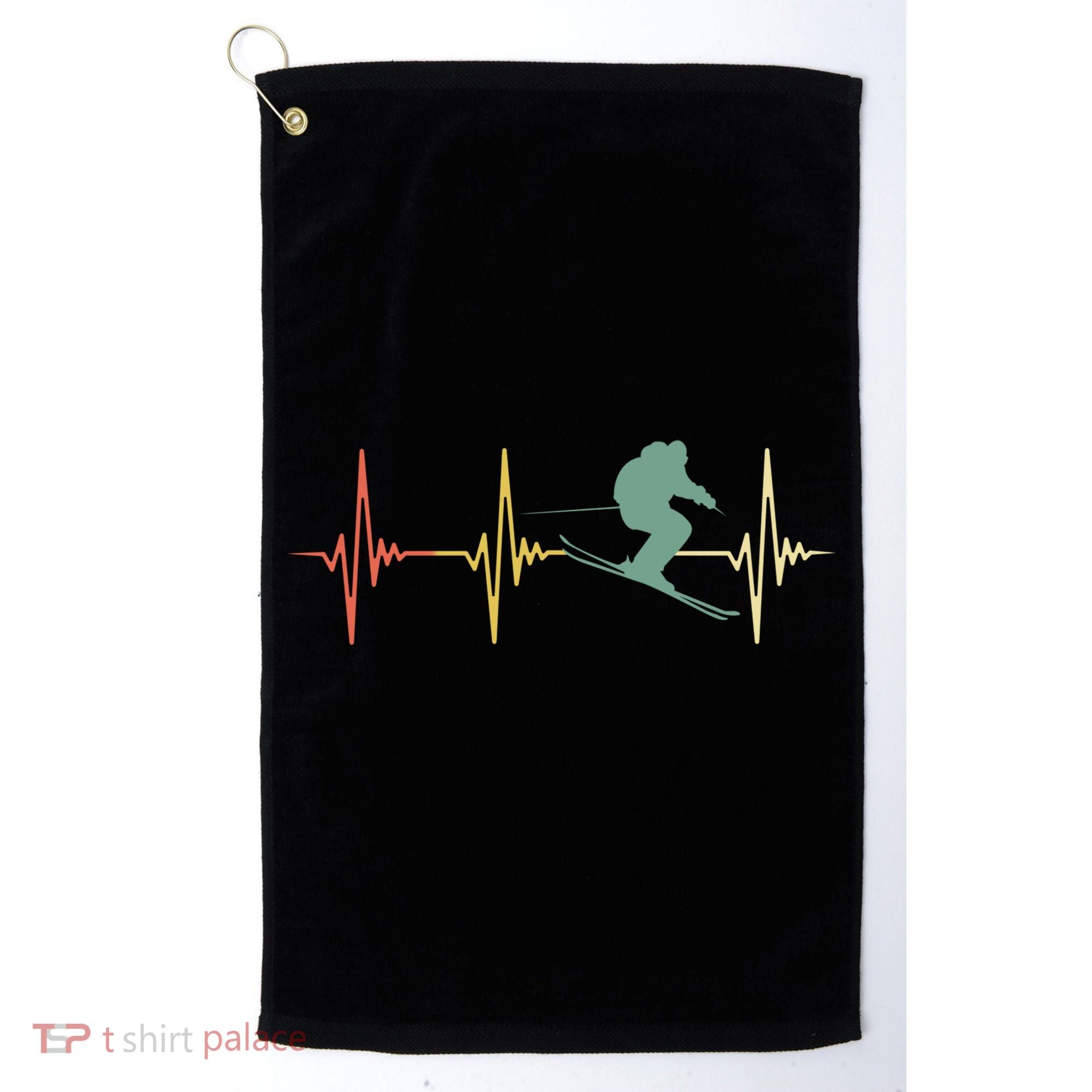 Ski Snowboard Skiing Heartbeat Snow Mountain Winter Skier Cool Gift Golf Towel