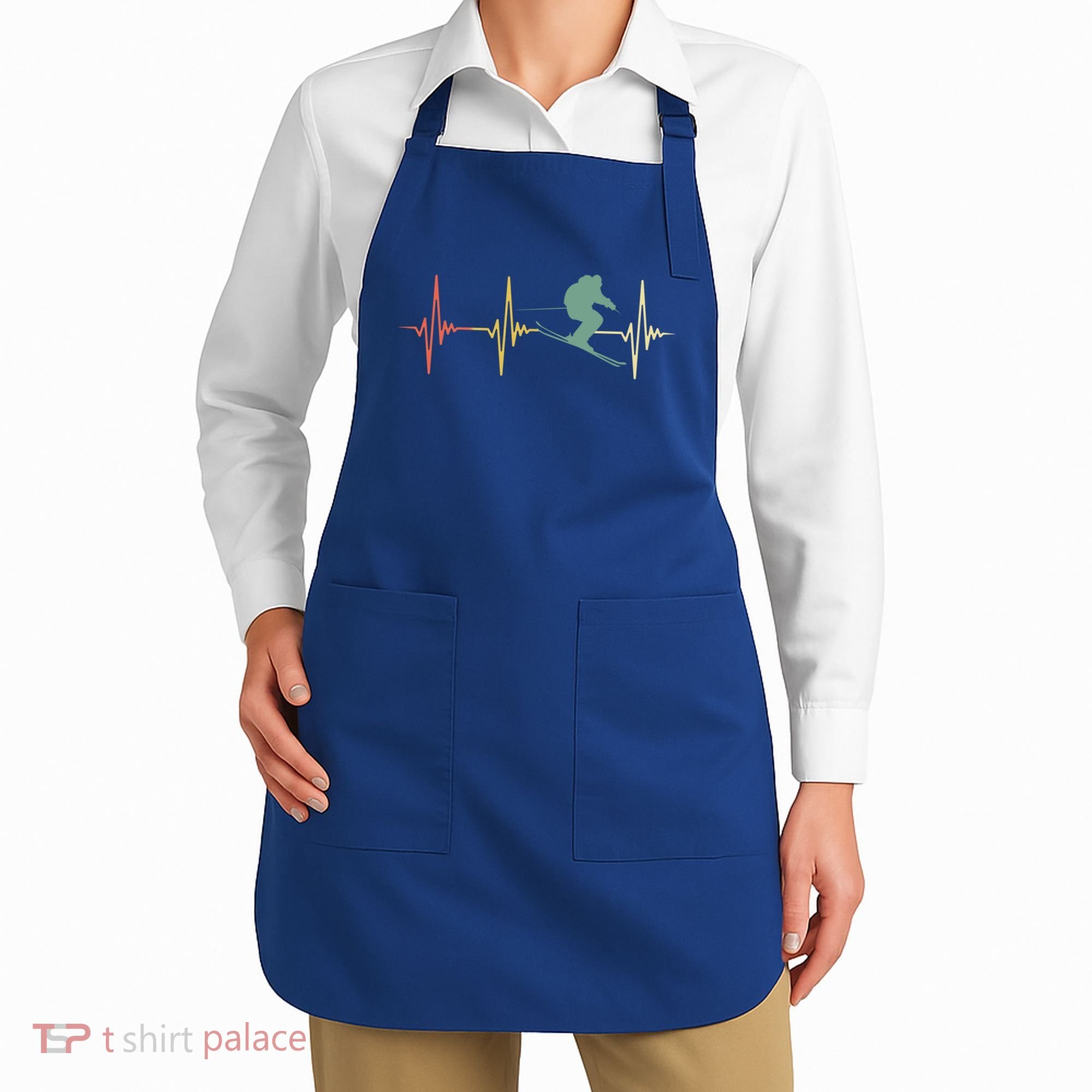 Ski Snowboard Skiing Heartbeat Snow Mountain Winter Skier Cool Gift Apron