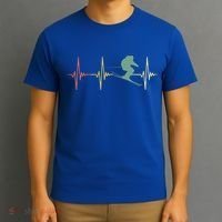Ski Snowboard Skiing Heartbeat Snow Mountain Winter Skier Cool Gift T-Shirt thumb 3