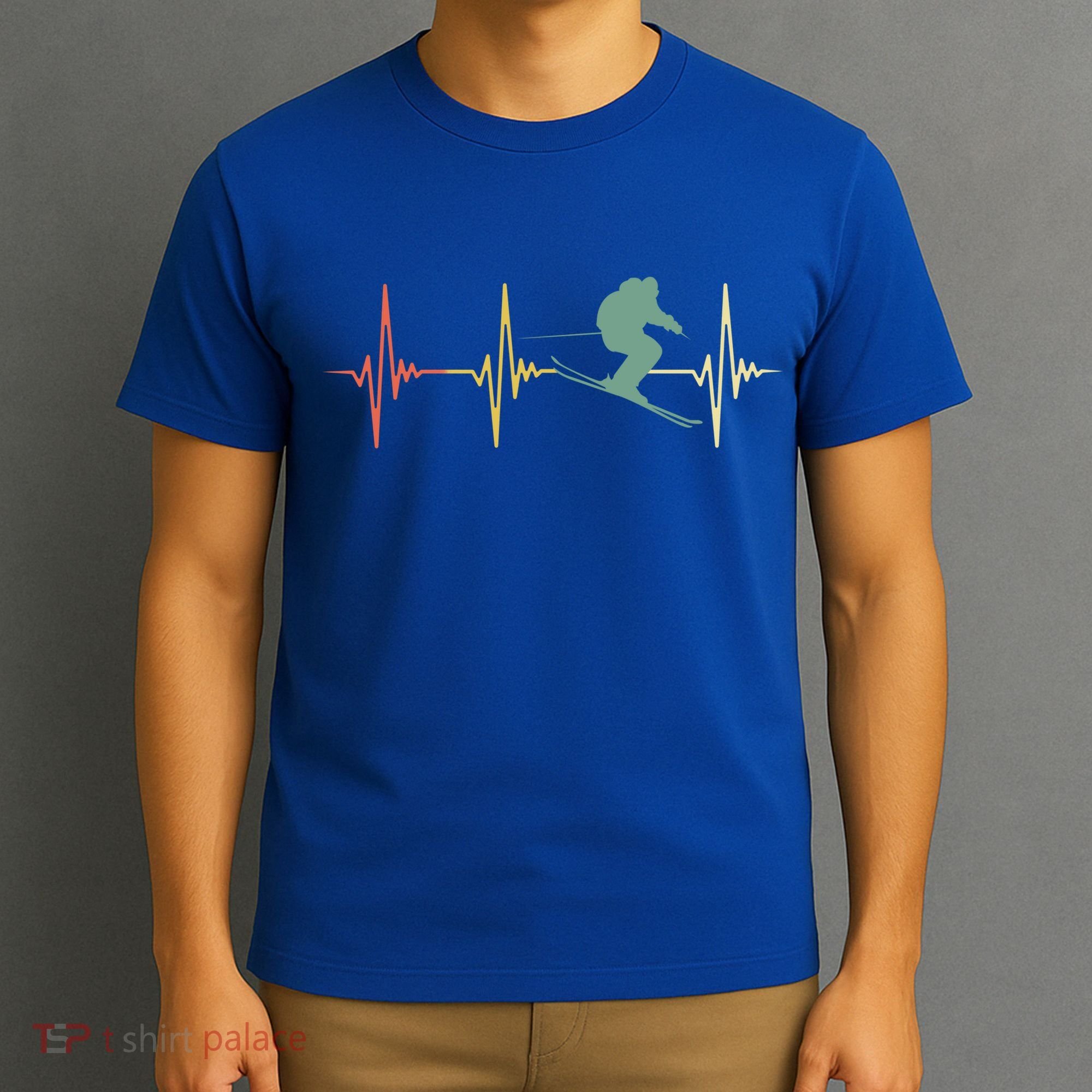 Ski Snowboard Skiing Heartbeat Snow Mountain Winter Skier Cool Gift T-Shirt