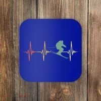 Ski Snowboard Skiing Heartbeat Snow Mountain Winter Skier Cool Gift Coaster thumb 0