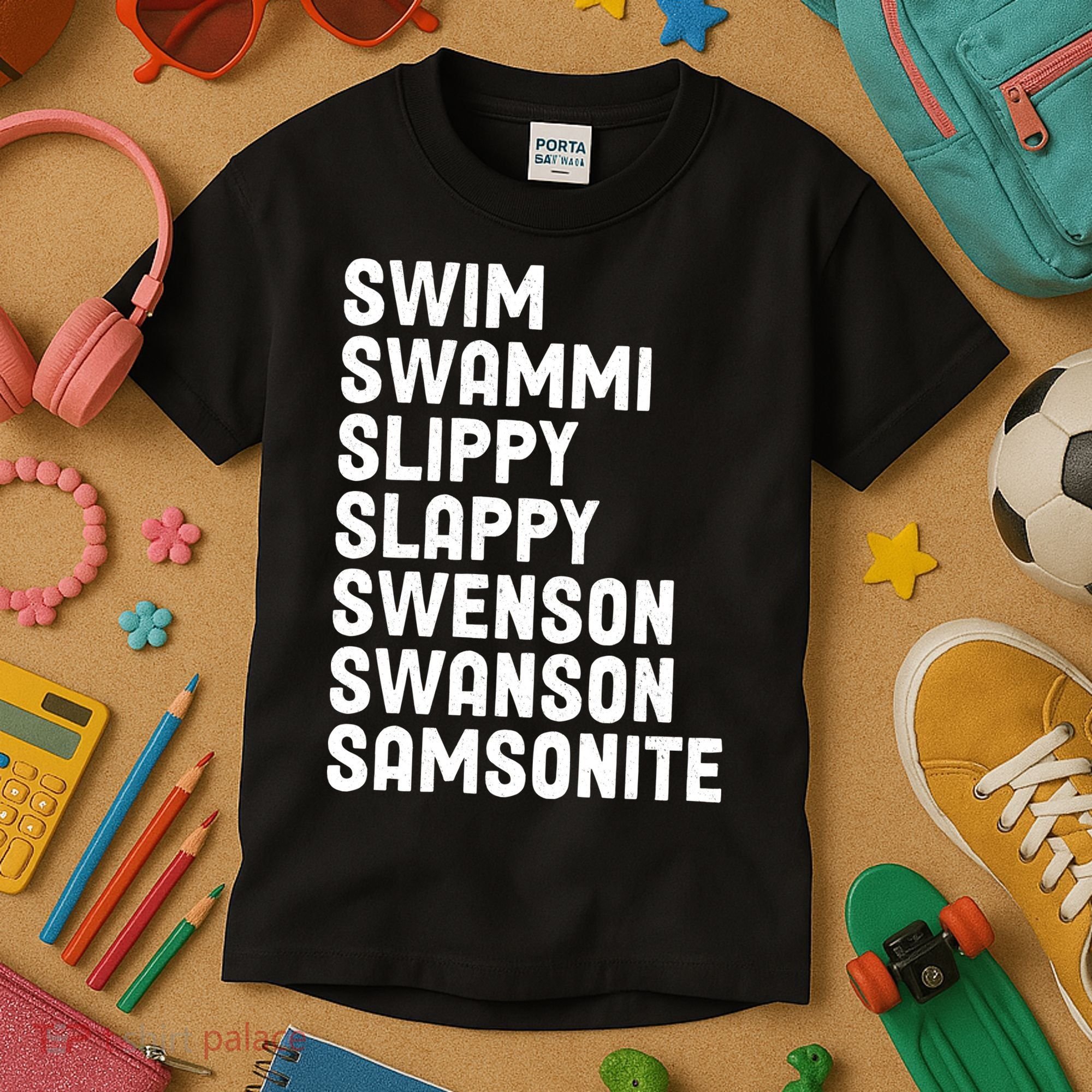 Swammi Slippy Slappy Swenson Swanson Samsonite Kids T-Shirt