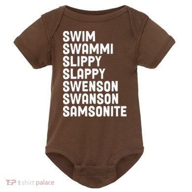 Swammi Slippy Slappy Swenson Swanson Samsonite Baby Bodysuit