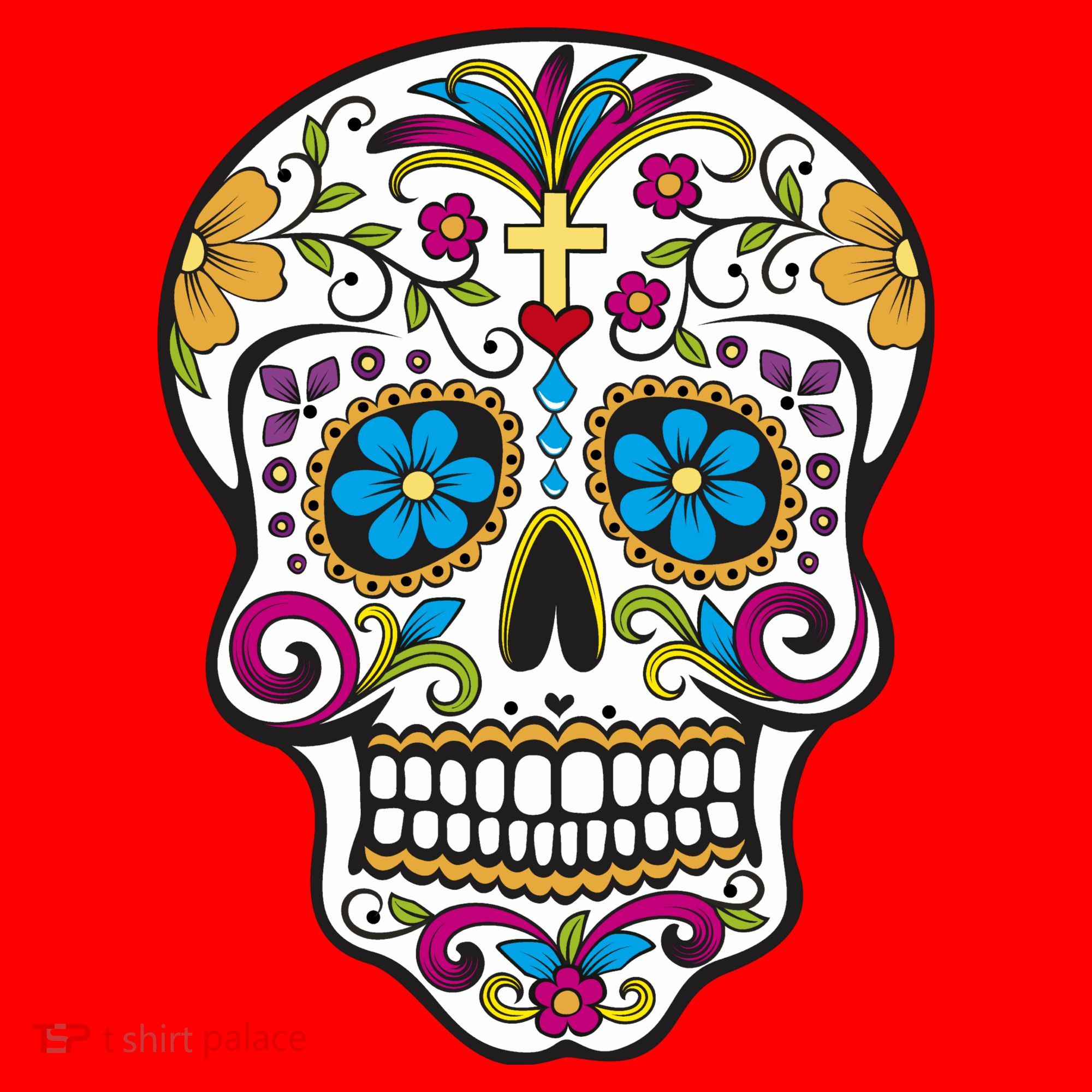 Sugar Skull Santa Hat