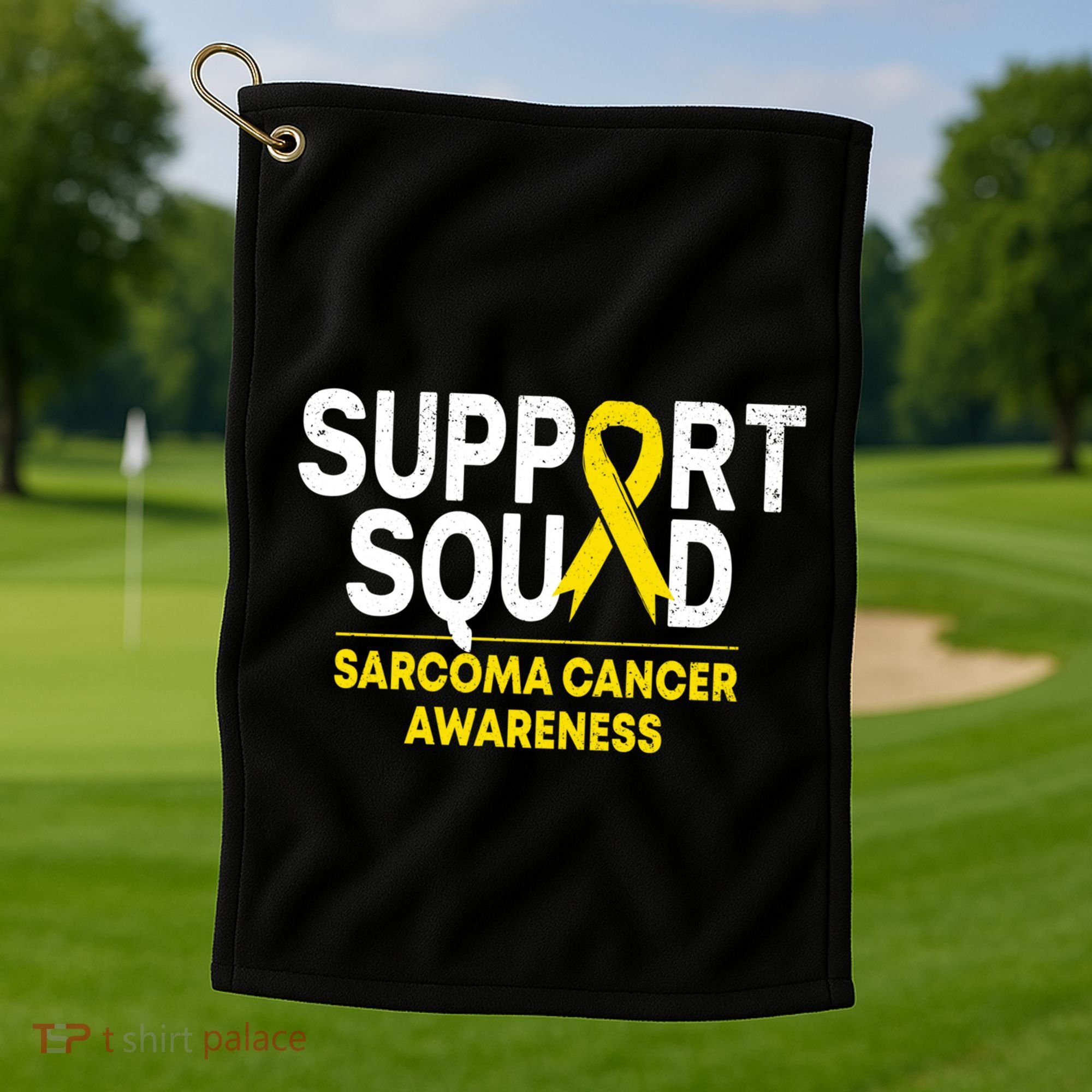 Support Squad Sarcoma Cancer Awareness Yellow Ribbon Team Gift Golf Towel