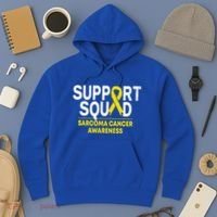 Support Squad Sarcoma Cancer Awareness Yellow Ribbon Team Gift Hoodie thumb 3