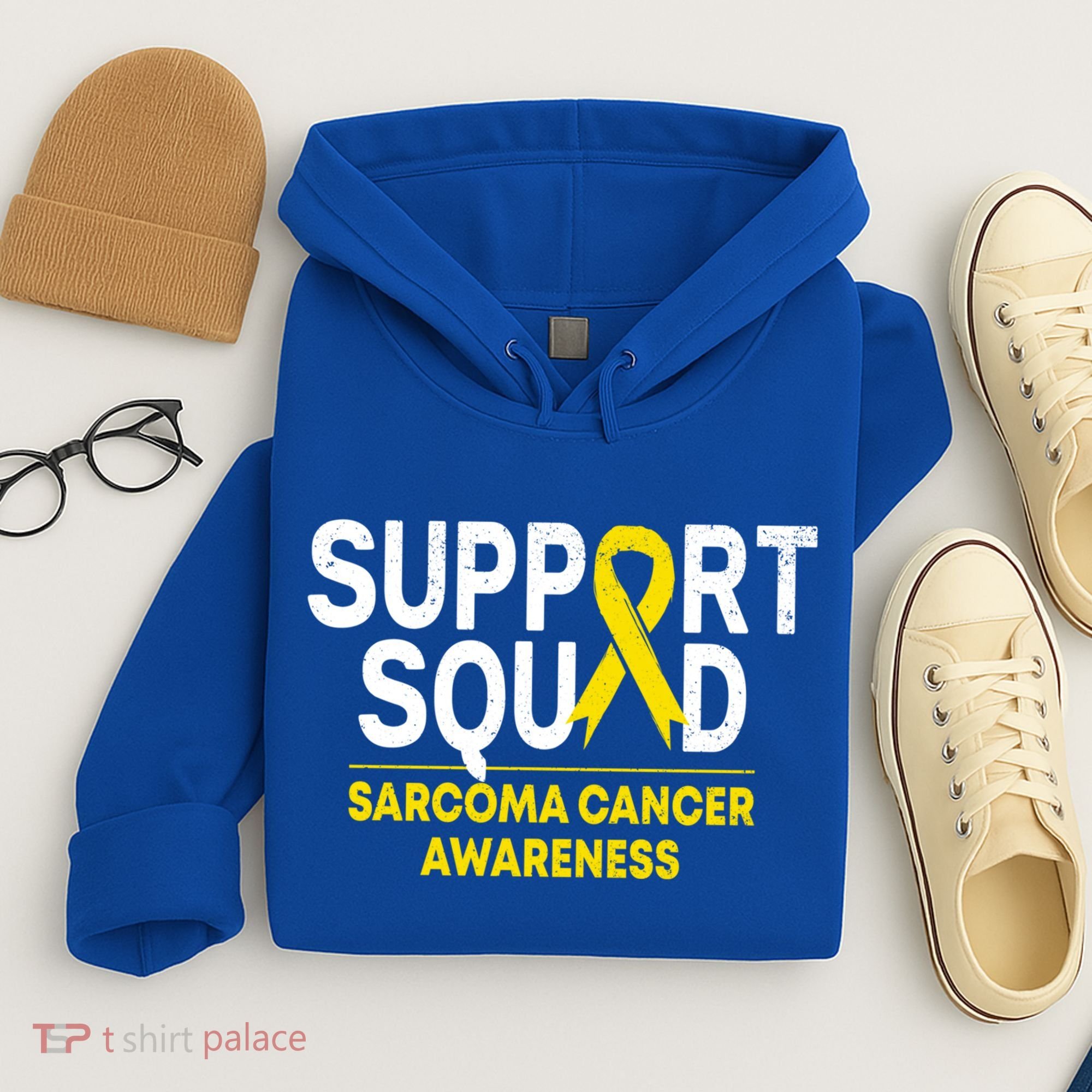 Support Squad Sarcoma Cancer Awareness Yellow Ribbon Team Gift Hoodie