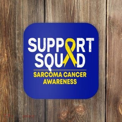 Support Squad Sarcoma Cancer Awareness Yellow Ribbon Team Gift Coaster