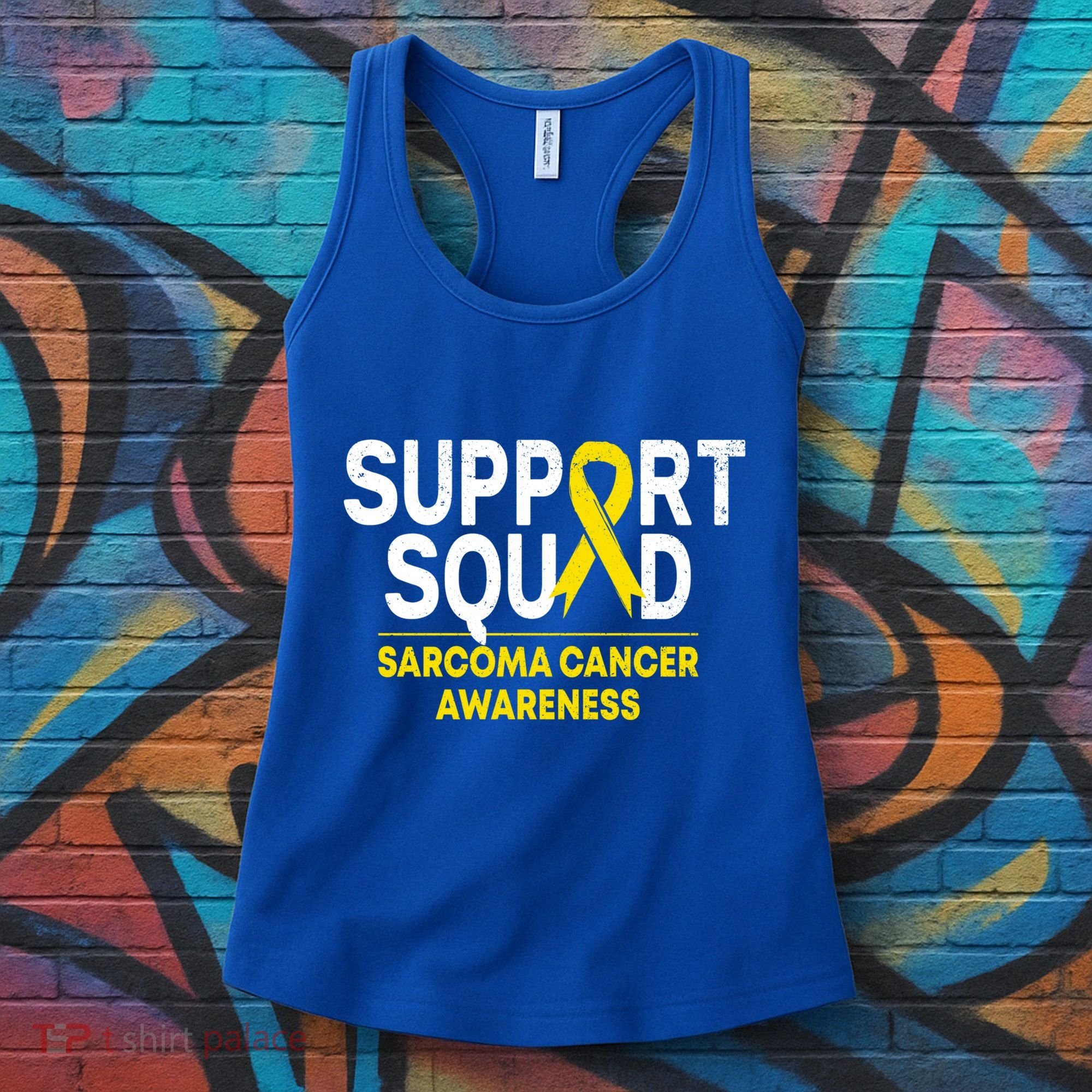 Support Squad Sarcoma Cancer Awareness Yellow Ribbon Team Gift Women's Tank Top