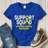 Support Squad Sarcoma Cancer Awareness Yellow Ribbon Team Gift Women's T-Shirt thumb 3