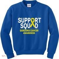 Support Squad Sarcoma Cancer Awareness Yellow Ribbon Team Gift Kids Sweatshirt thumb 0