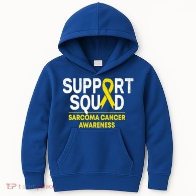 Support Squad Sarcoma Cancer Awareness Yellow Ribbon Team Gift Kids Hoodie