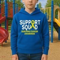 Support Squad Sarcoma Cancer Awareness Yellow Ribbon Team Gift Kids Hoodie thumb 2