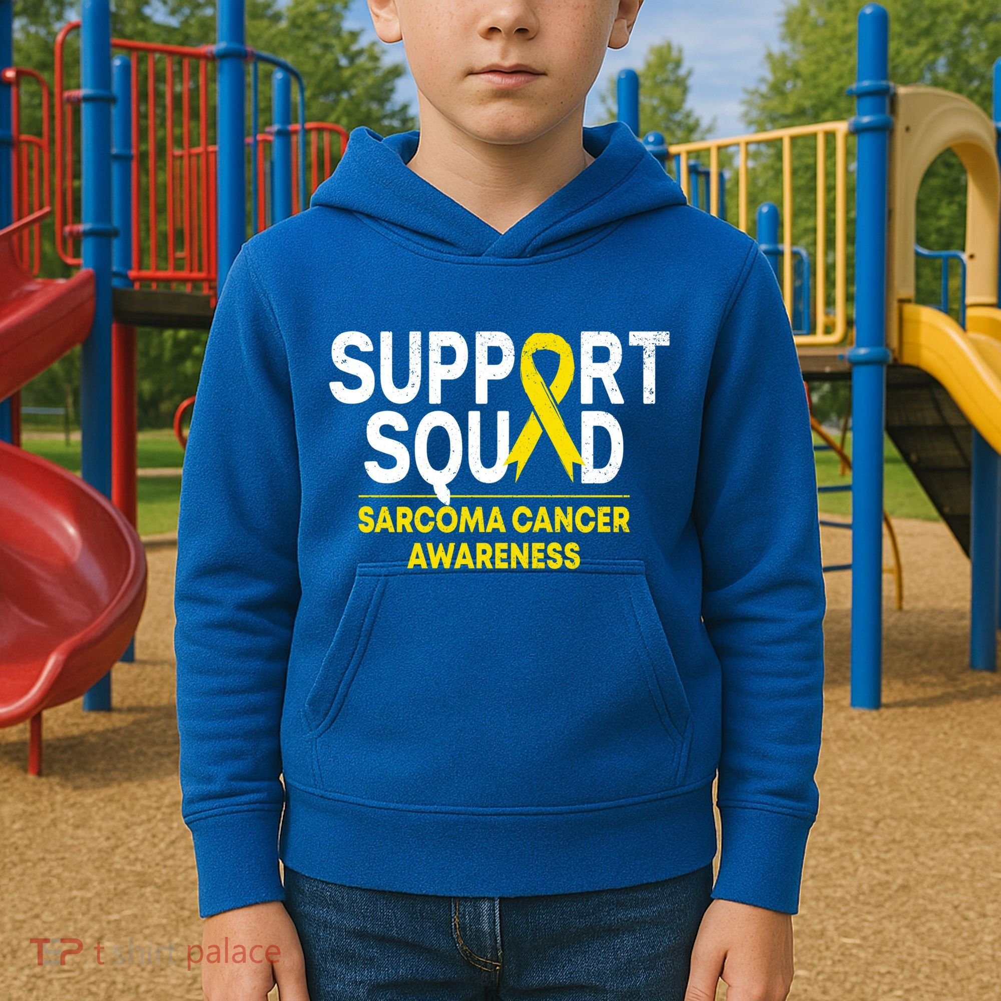 Support Squad Sarcoma Cancer Awareness Yellow Ribbon Team Gift Kids Hoodie