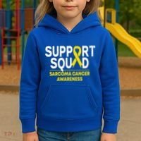 Support Squad Sarcoma Cancer Awareness Yellow Ribbon Team Gift Kids Hoodie thumb 3