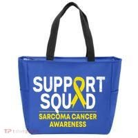 Support Squad Sarcoma Cancer Awareness Yellow Ribbon Team Gift Tote Bag thumb 0