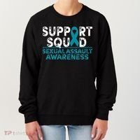 Support Squad Sexual Assault Awareness Month Teal Ribbon Women's Sweatshirt thumb 0