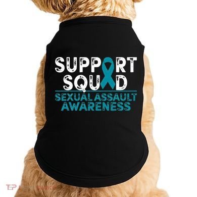 Support Squad Sexual Assault Awareness Month Teal Ribbon Doggie Tank