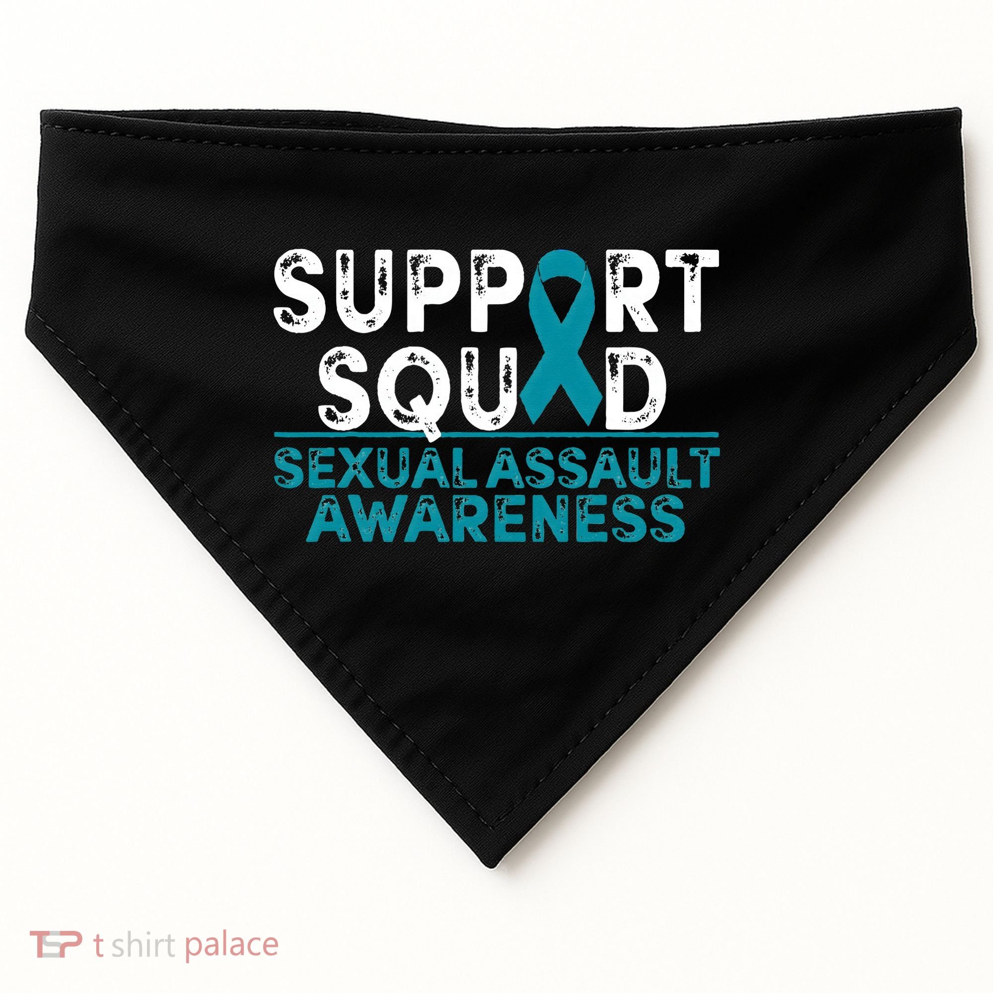 Support Squad Sexual Assault Awareness Month Teal Ribbon USA-Made Doggie Bandana