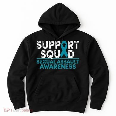 Support Squad Sexual Assault Awareness Month Teal Ribbon Hoodie