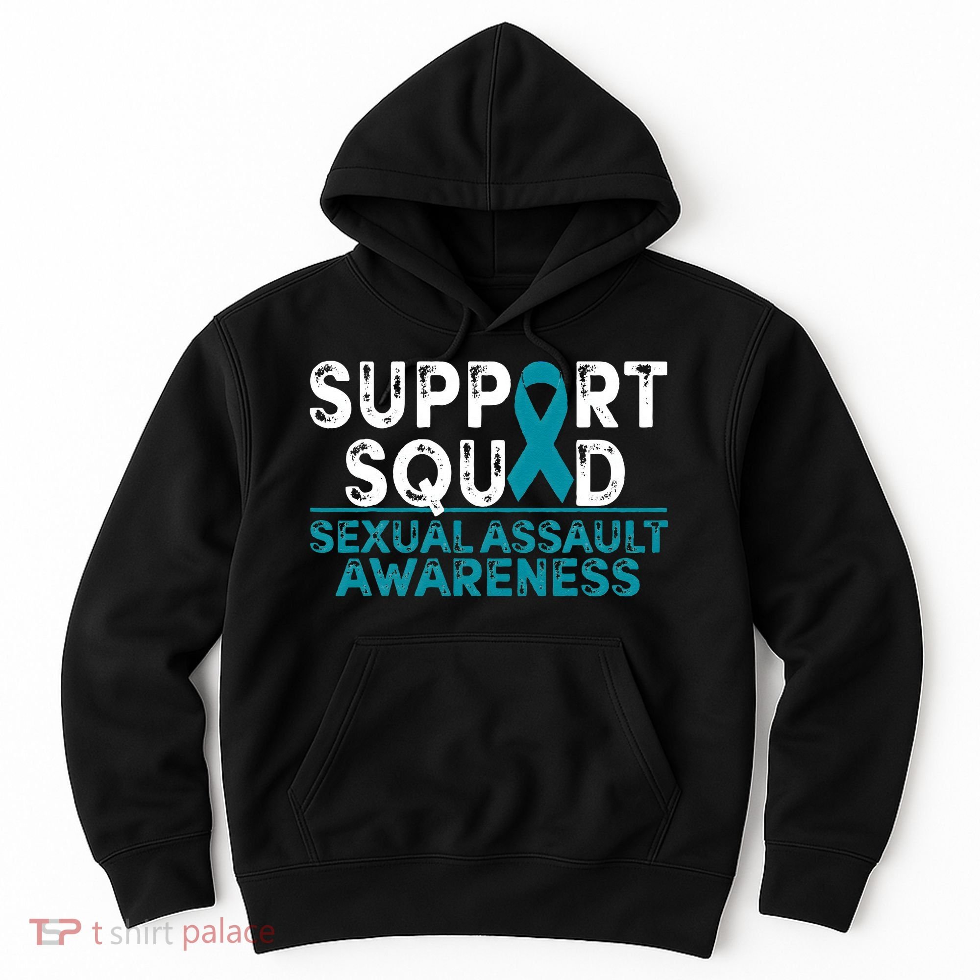 Support Squad Sexual Assault Awareness Month Teal Ribbon Hoodie