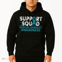 Support Squad Sexual Assault Awareness Month Teal Ribbon Hoodie thumb 2