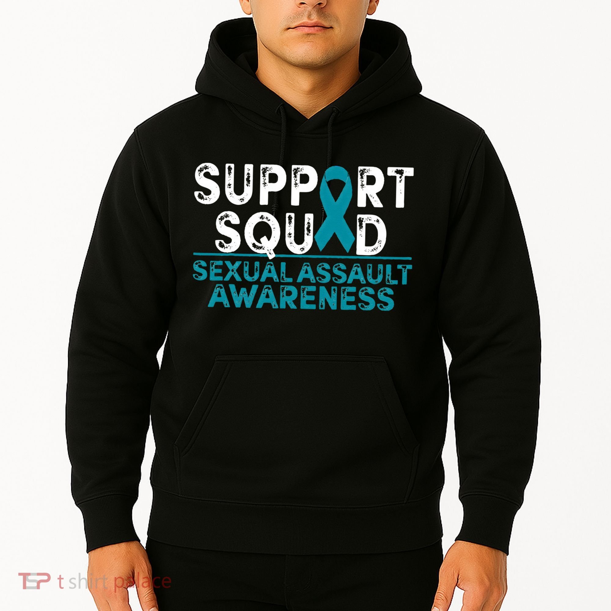 Support Squad Sexual Assault Awareness Month Teal Ribbon Hoodie