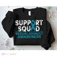 Support Squad Sexual Assault Awareness Month Teal Ribbon Sweatshirt thumb 2