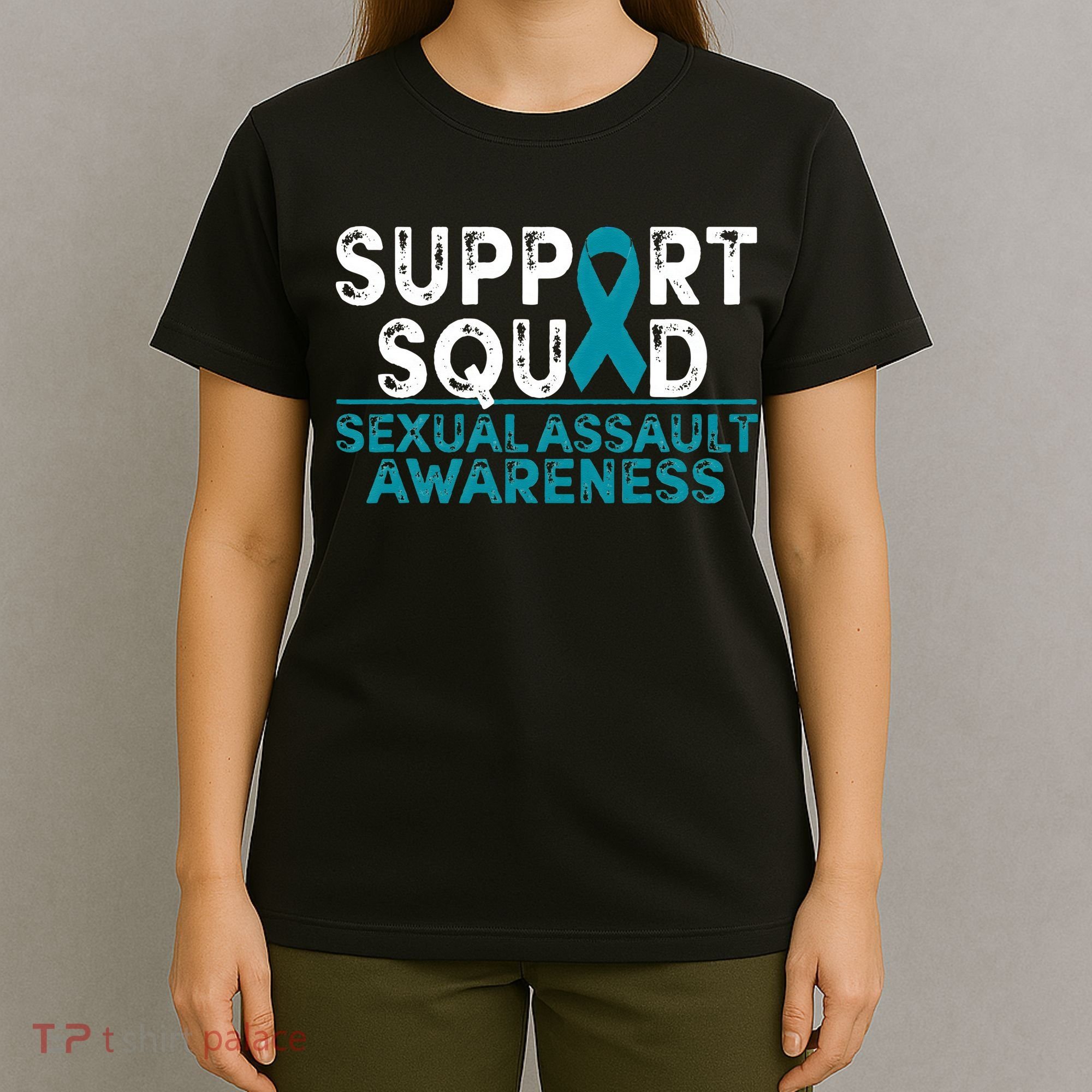 Support Squad Sexual Assault Awareness Month Teal Ribbon T-Shirt
