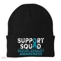 Support Squad Sexual Assault Awareness Month Teal Ribbon Beanie thumb 0