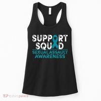 Support Squad Sexual Assault Awareness Month Teal Ribbon Women's Tank Top thumb 0