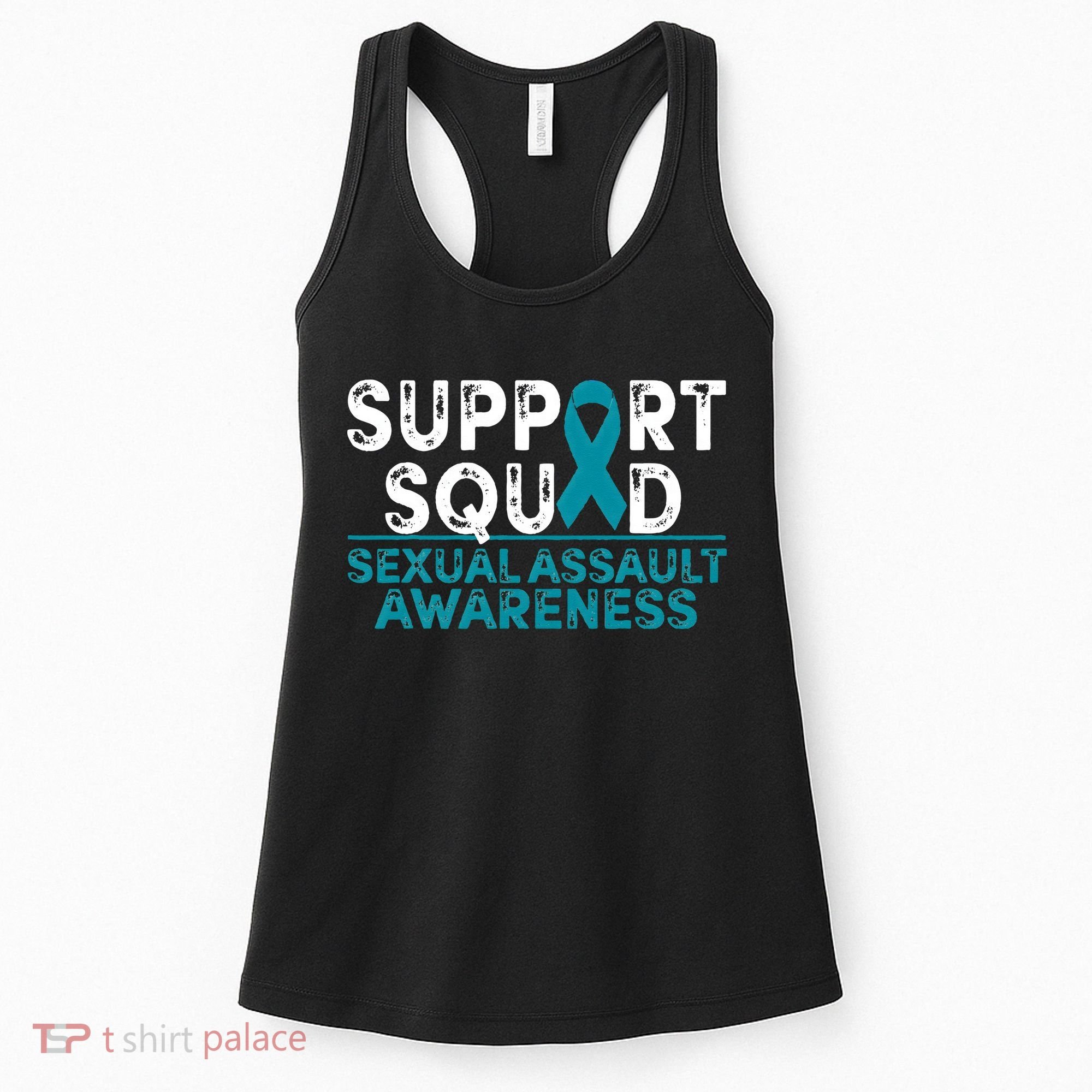 Support Squad Sexual Assault Awareness Month Teal Ribbon Women's Tank Top