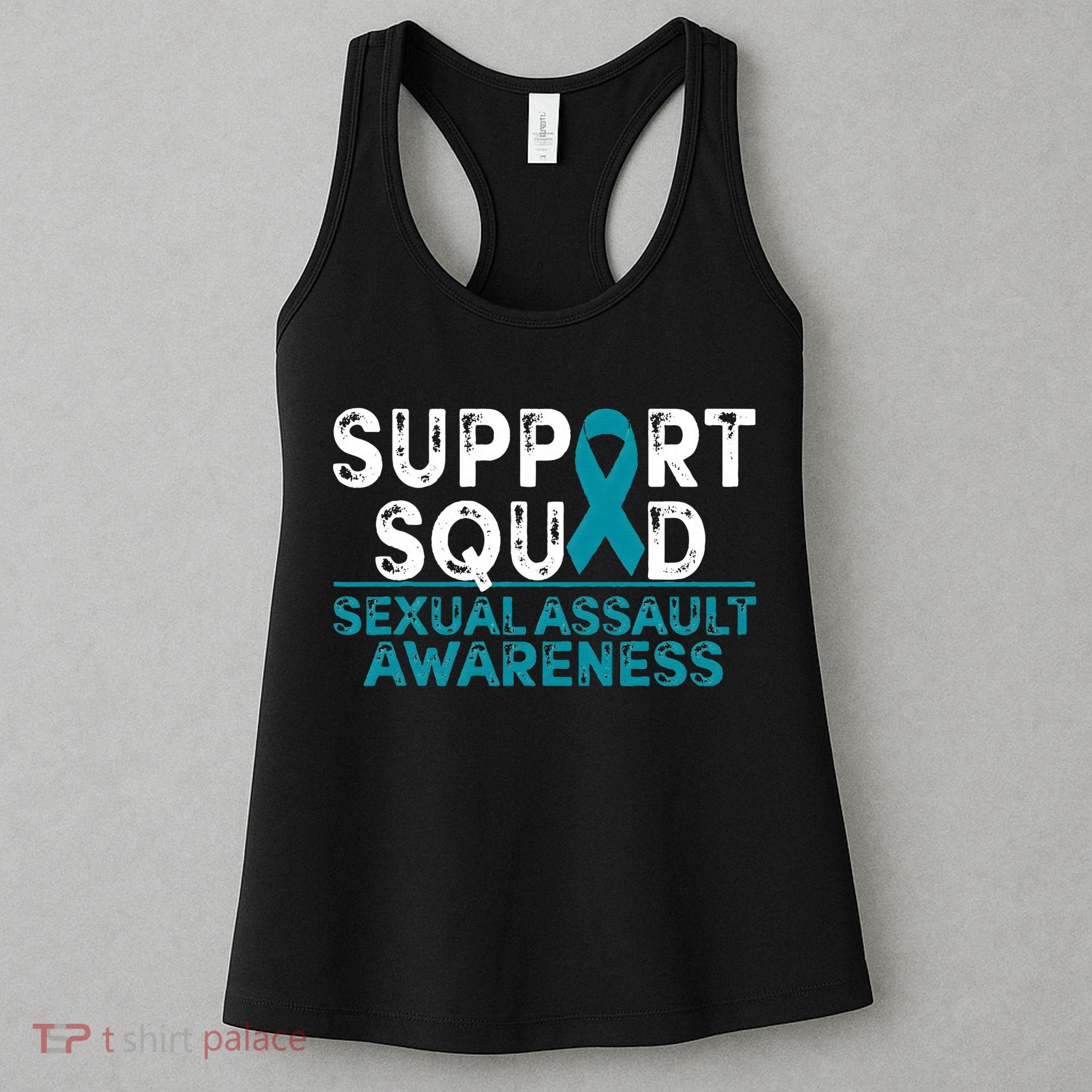 Support Squad Sexual Assault Awareness Month Teal Ribbon Women's Tank Top