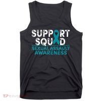 Support Squad Sexual Assault Awareness Month Teal Ribbon Tank Top thumb 0