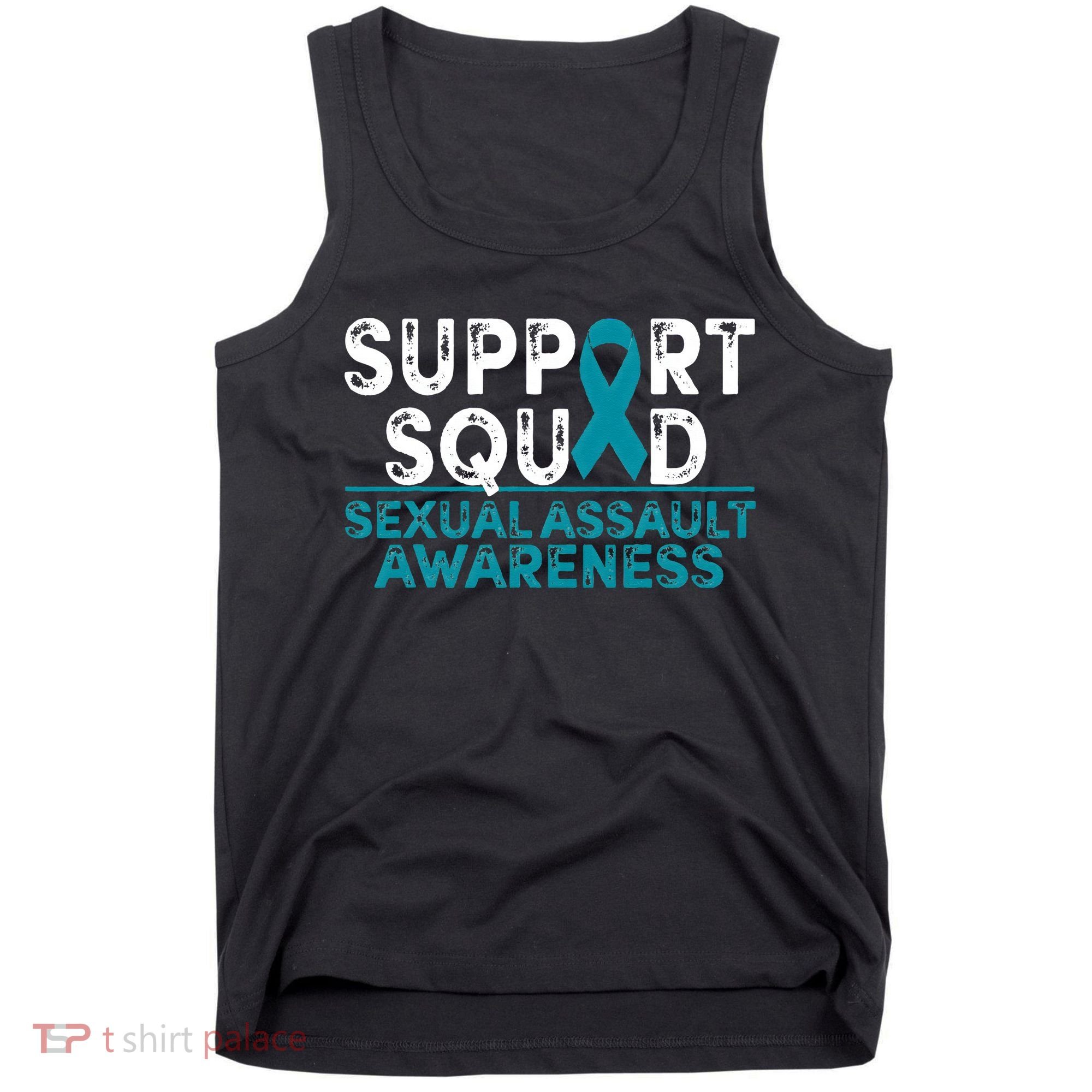 Support Squad Sexual Assault Awareness Month Teal Ribbon Tank Top
