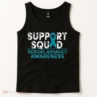 Support Squad Sexual Assault Awareness Month Teal Ribbon Tank Top thumb 2
