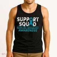 Support Squad Sexual Assault Awareness Month Teal Ribbon Tank Top thumb 3