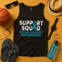 Support Squad Sexual Assault Awareness Month Teal Ribbon Tank Top thumb 4
