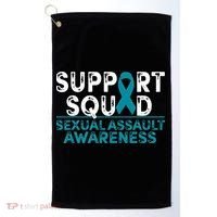 Support Squad Sexual Assault Awareness Month Teal Ribbon Golf Towel thumb 0