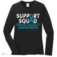 Support Squad Sexual Assault Awareness Month Teal Ribbon Women's Long Sleeve Shirt thumb 0