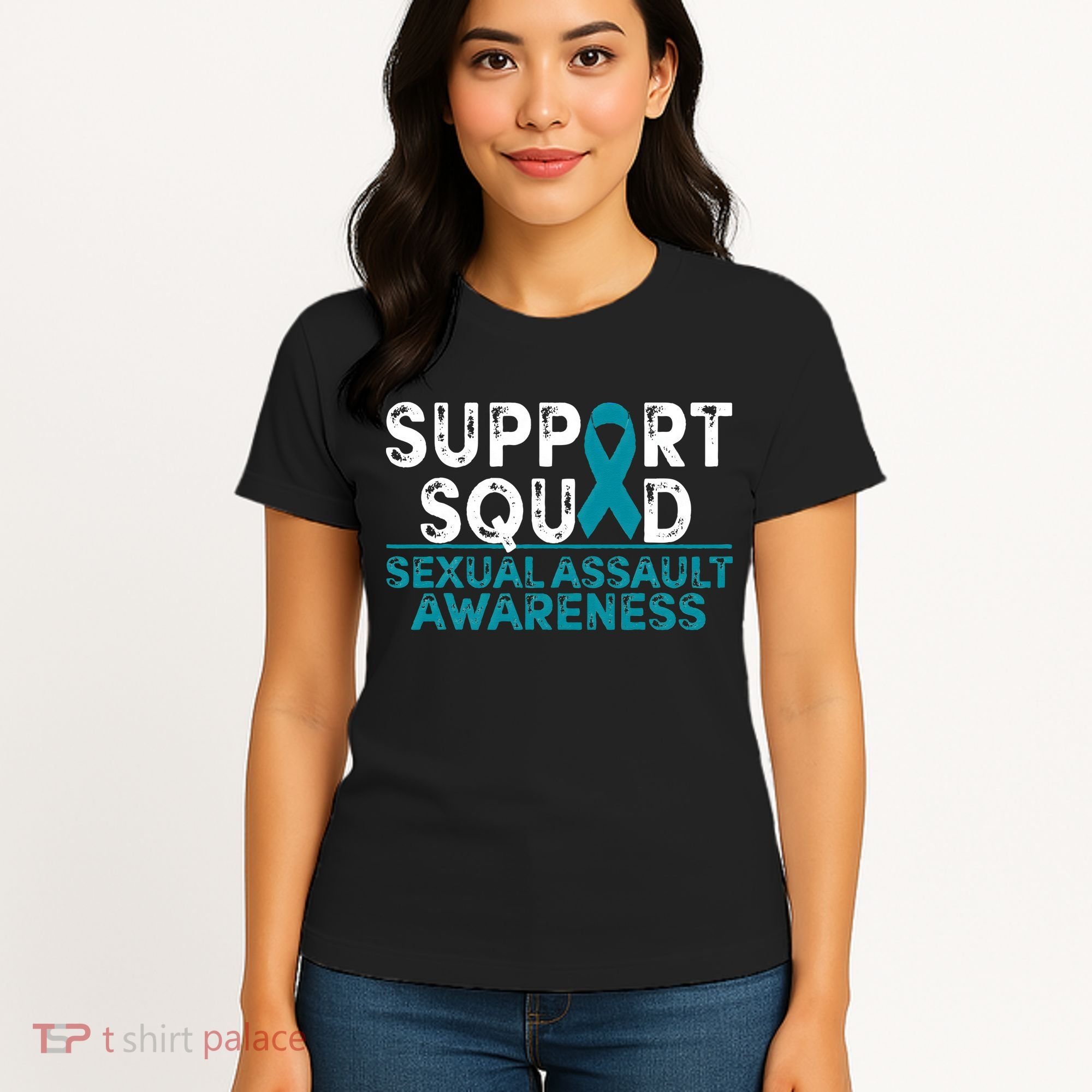 Support Squad Sexual Assault Awareness Month Teal Ribbon Women's T-Shirt