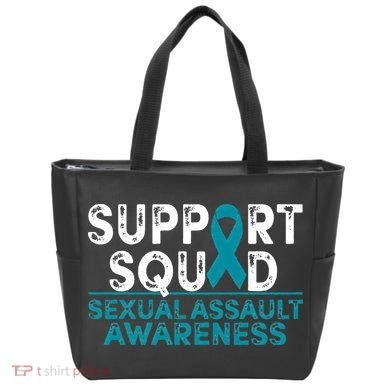 Support Squad Sexual Assault Awareness Month Teal Ribbon Tote Bag