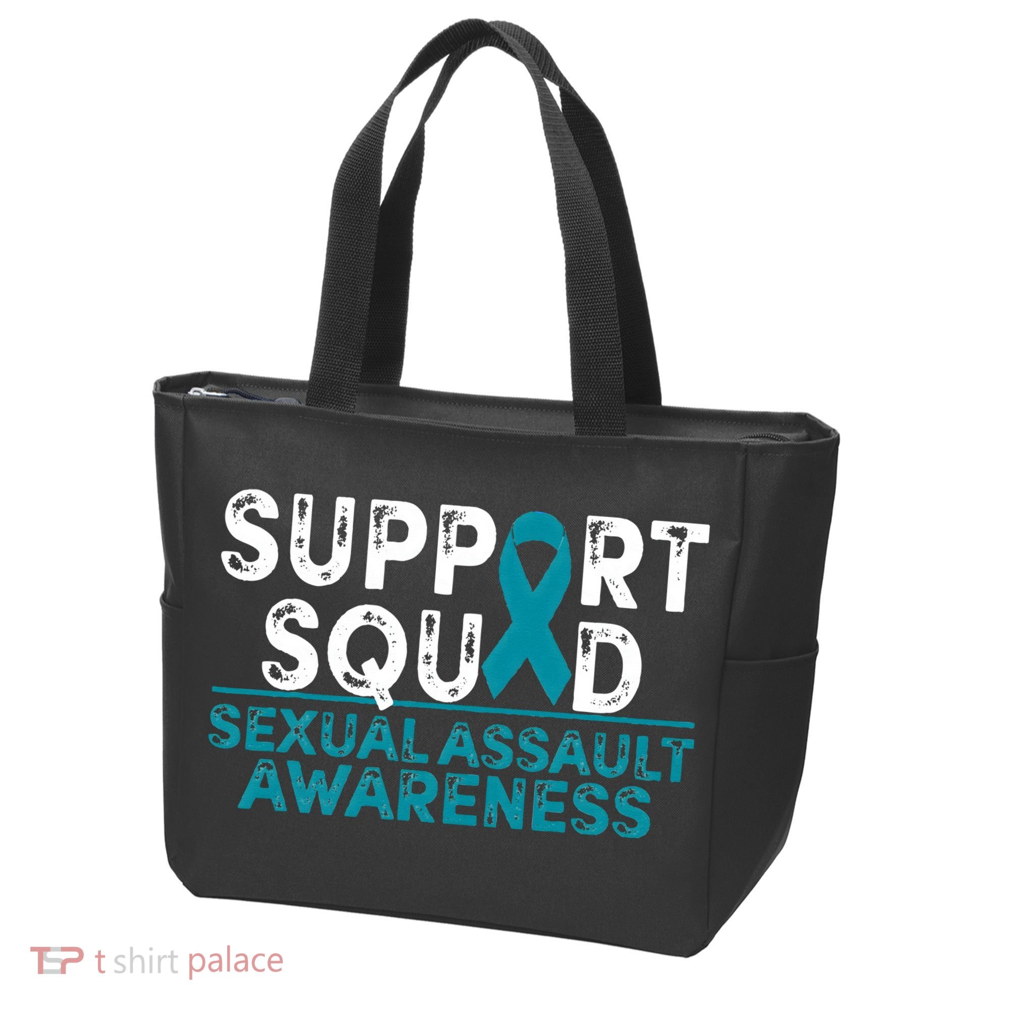 Support Squad Sexual Assault Awareness Month Teal Ribbon Tote Bag