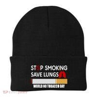 Stop Smoking Save Lung World No Tobacco Day Lung Cancer Gift Beanie thumb 0