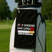 Stop Smoking Save Lung World No Tobacco Day Lung Cancer Gift Golf Towel thumb 2