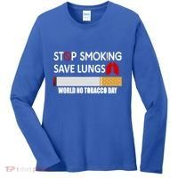 Stop Smoking Save Lung World No Tobacco Day Lung Cancer Gift Women's Long Sleeve Shirt thumb 0