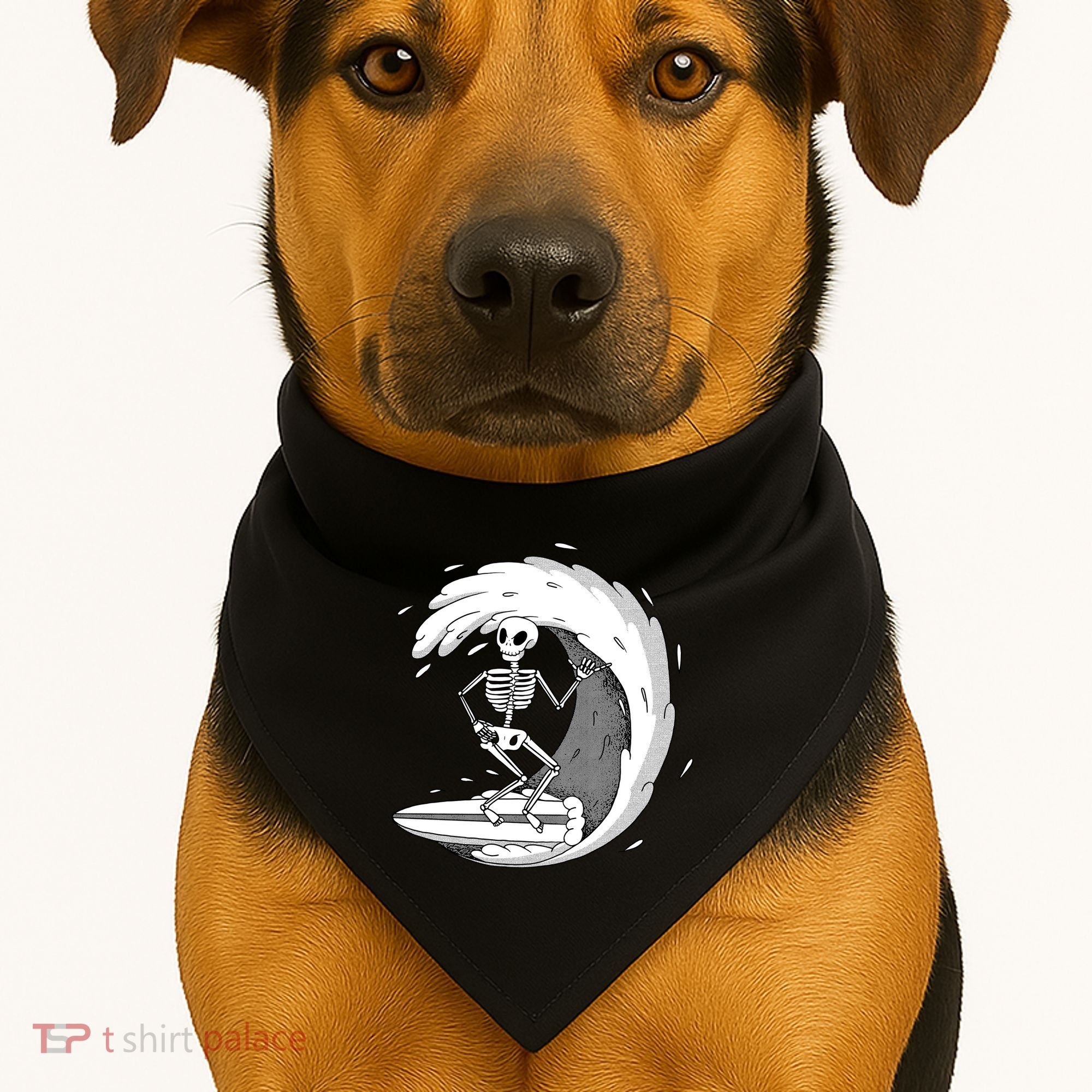 Surfing Skeleton USA-Made Doggie Bandana