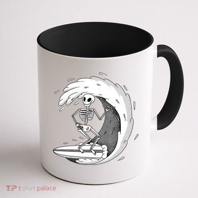 Surfing Skeleton Coffee Mug back